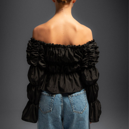 Sadie black ruched blouse