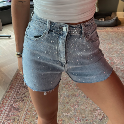 Strass denim short