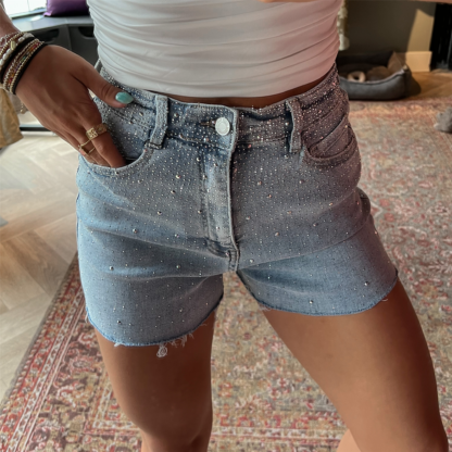 Strass denim short